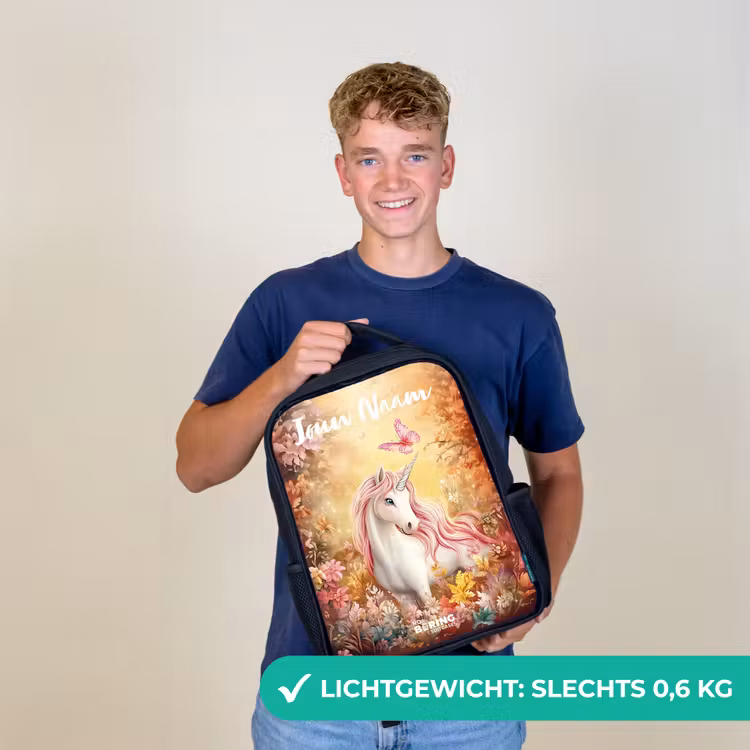 Eenhoorn - Vlinder - Roze - Manen Rugzak - Zwart middel -sfeer7_NL