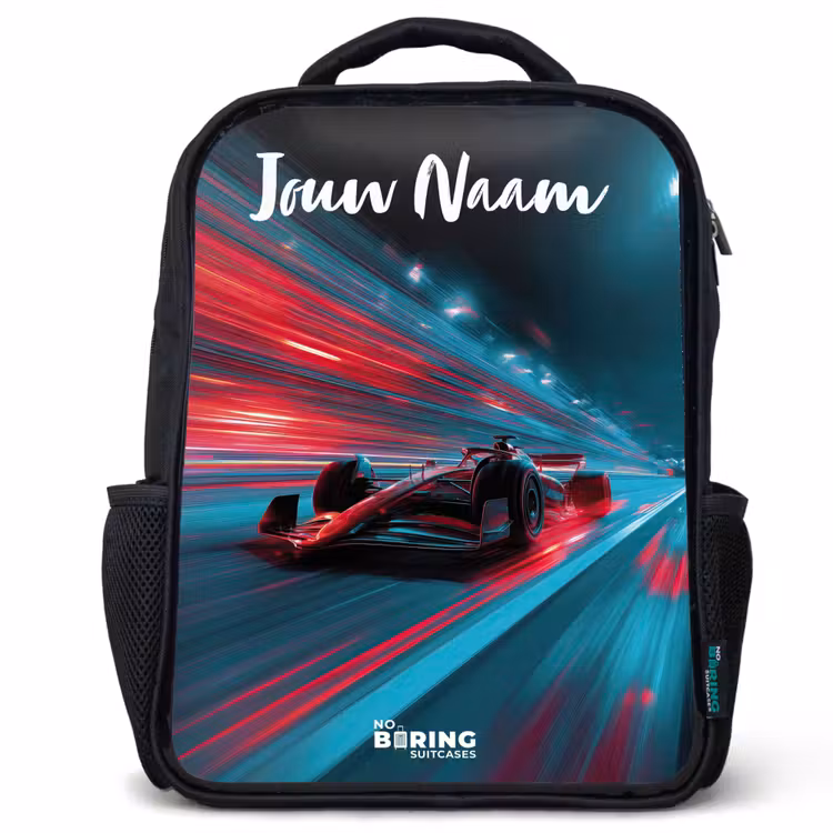 Formule 1 - Raceauto - Rood - Neonverlichting Rugzak - Zwart middel -3d