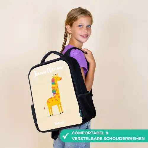 Giraffe - Dier - Kleurrijk Rugzak - Zwart middel -sfeer6_NL