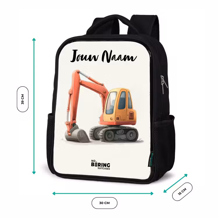 Graafmachine - Getekend - Oranje Rugzak - Zwart middel -productfoto_formaten
