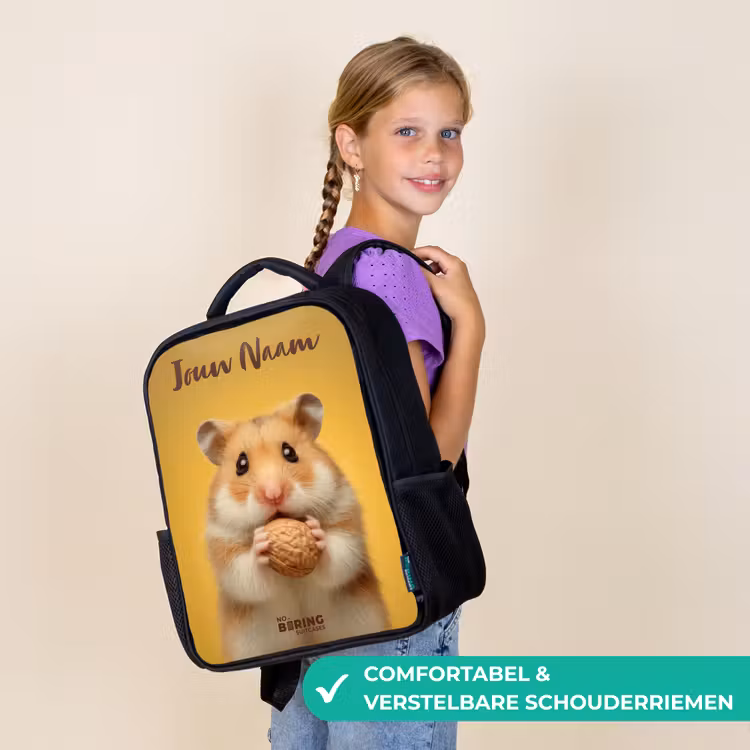 Hamster - Walnoot - Dier Rugzak - Zwart middel -sfeer6_NL