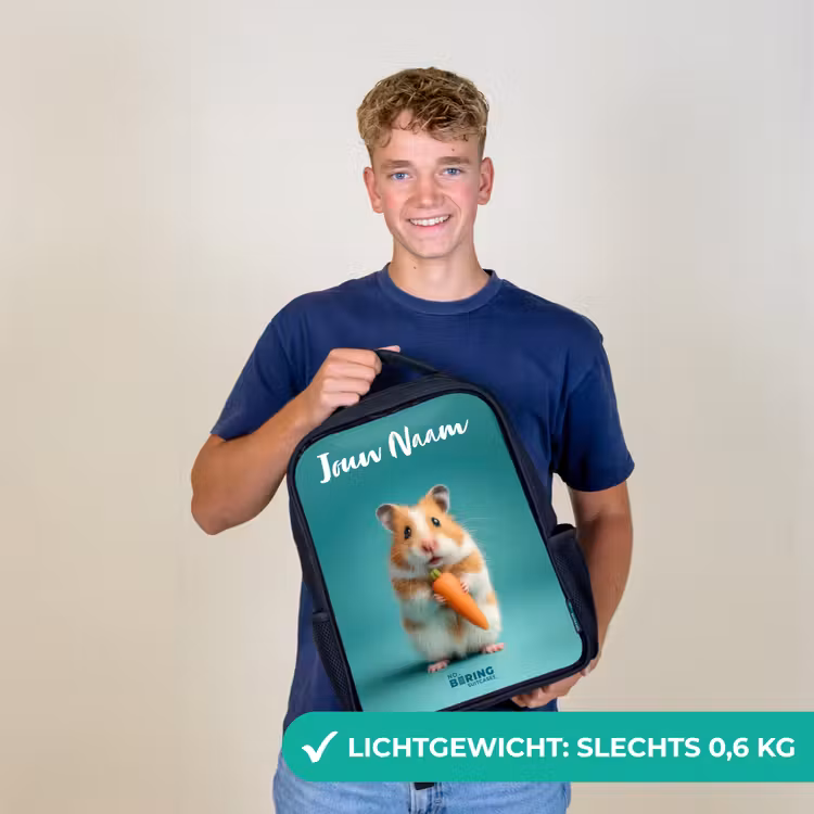 Hamster - Wortel - Dier Rugzak - Zwart middel -sfeer7_NL