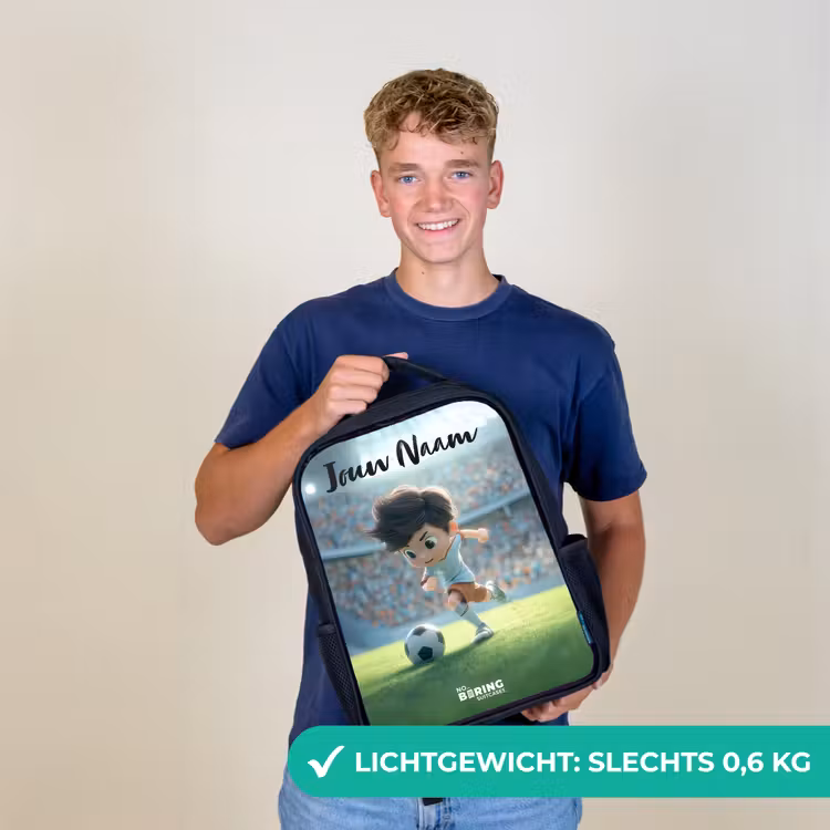 Jongen - Stadion - Voetbal - Zonlicht Rugzak - Zwart middel -sfeer7_NL