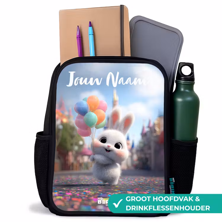 konijn - Ballonnen Rugzak - Zwart middel -inhoud_NL