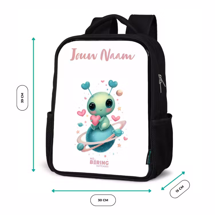 Lief buitenaards wezentje met hartje Rugzak - Zwart middel -productfoto_formaten