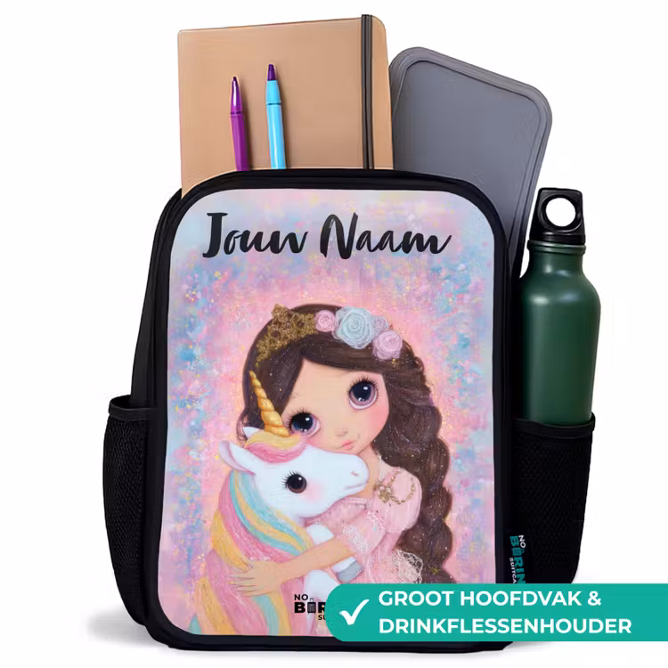 Meisje - Eenhoorn - Glitter Rugzak - Zwart middel -inhoud_NL