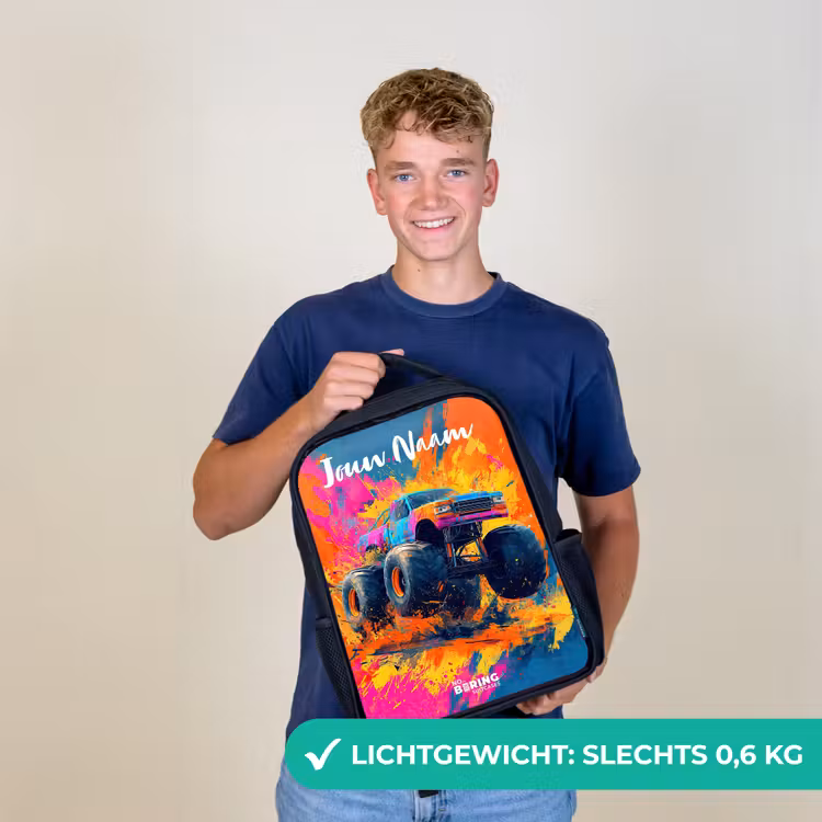 Monstertruck - Abstract - Verfspatten - Kleurrijk Rugzak - Zwart middel -sfeer7_NL