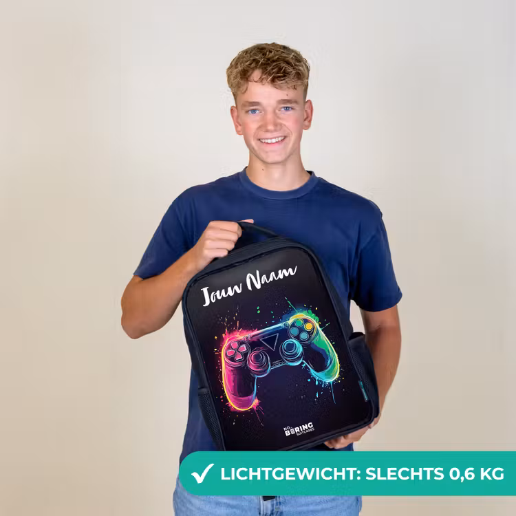 Neon - Controller - Verfspatten - Game Rugzak - Zwart middel -sfeer7_NL