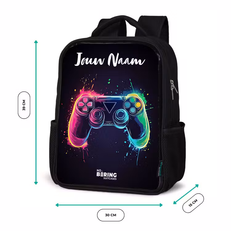 Neon - Controller - Verfspatten - Game Rugzak - Zwart middel -productfoto_formaten