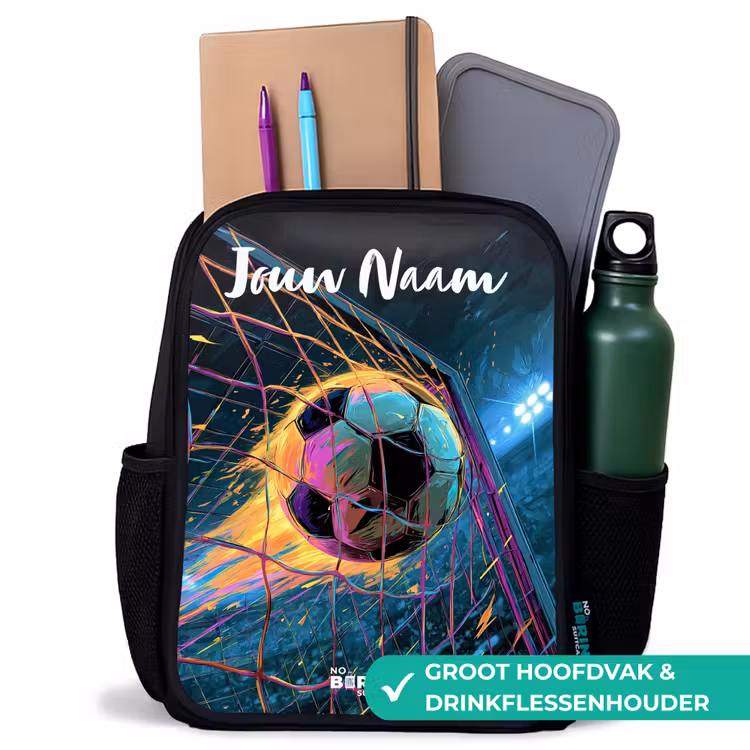 Neon - Net - Voetbal - Kleurrijk Rugzak - Zwart middel -inhoud_NL