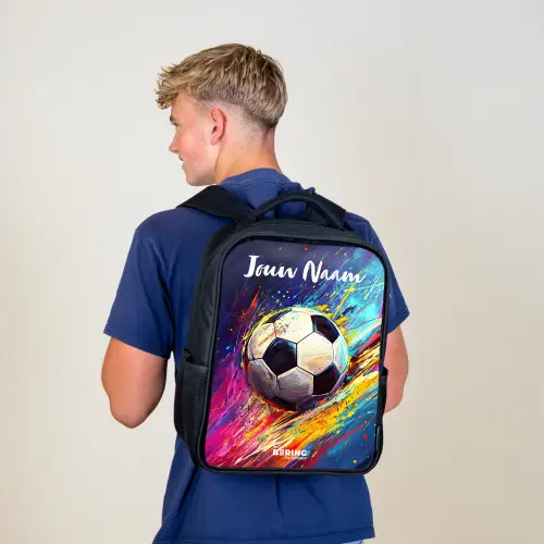 Neon - Voetbal - Kleurrijk Rugzak - Zwart middel -sfeer8