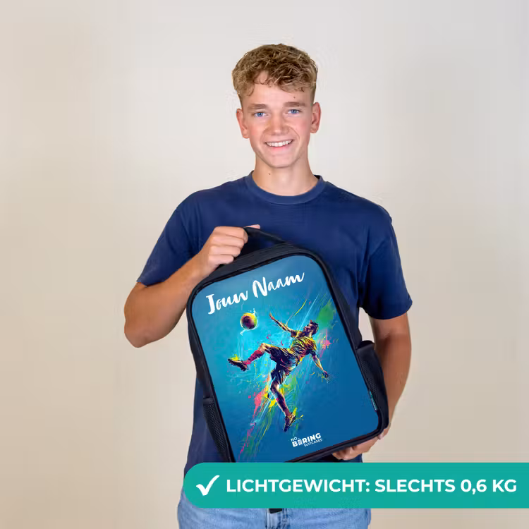 Neon - Voetbal - Schop - Kleurrijk Rugzak - Zwart middel -sfeer7_NL
