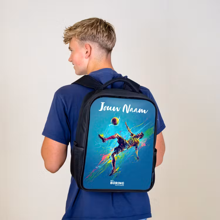 Neon - Voetbal - Schop - Kleurrijk Rugzak - Zwart middel -sfeer8