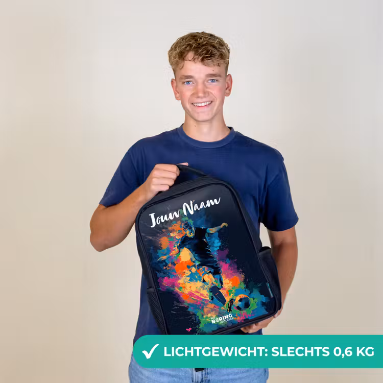 Neon - Voetballer - Kleurrijk Rugzak - Zwart middel -sfeer7_NL