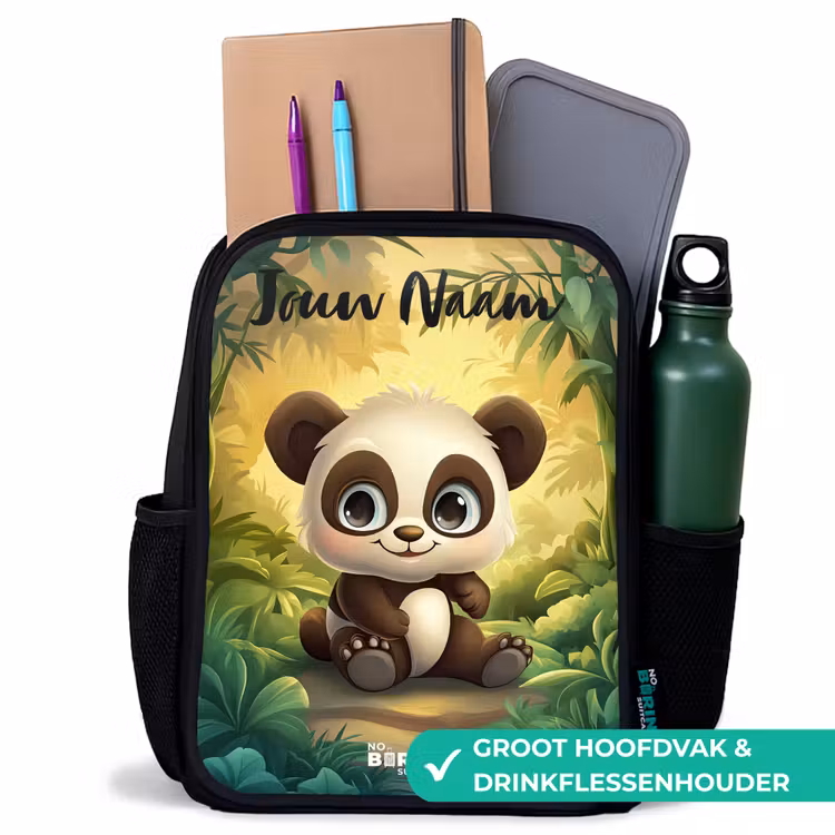 Panda - Bamboebos - Groen Rugzak - Zwart middel -inhoud_NL