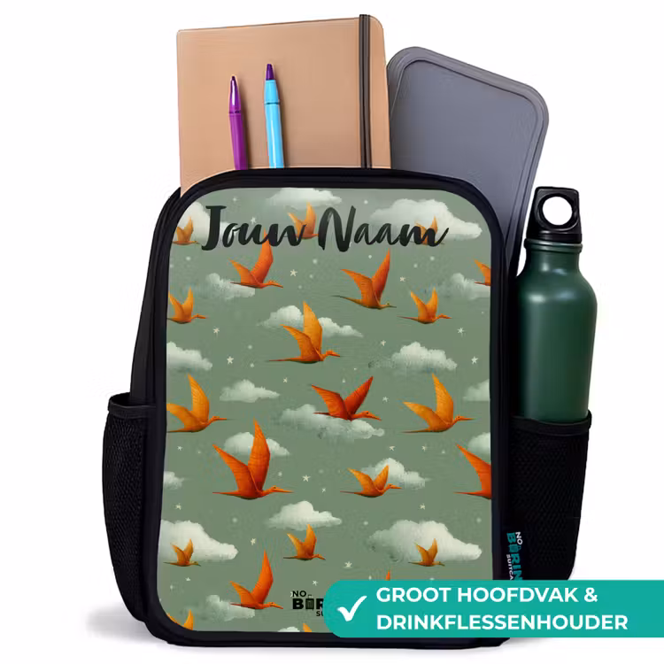 Patroon - Dino - Pterosaurussen Rugzak - Zwart middel -inhoud_NL