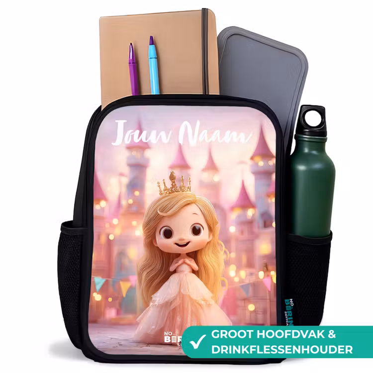 Prinses - Roze - Kasteel Rugzak - Zwart middel -inhoud_NL
