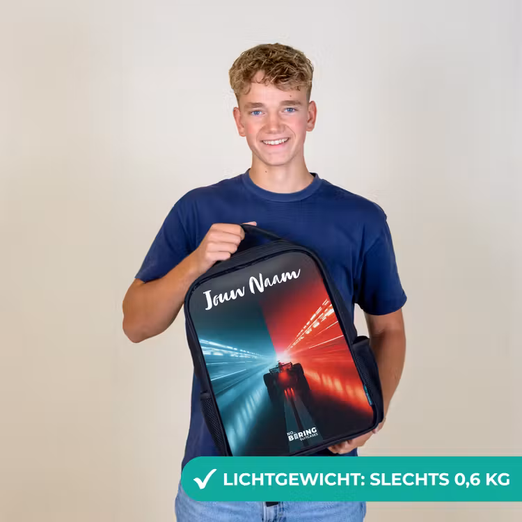 Raceauto - Verlichting - Neon - Rood Rugzak - Zwart middel -sfeer7_NL