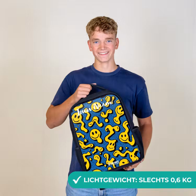 Smiley - Geel - Blauw Rugzak - Zwart middel -sfeer7_NL