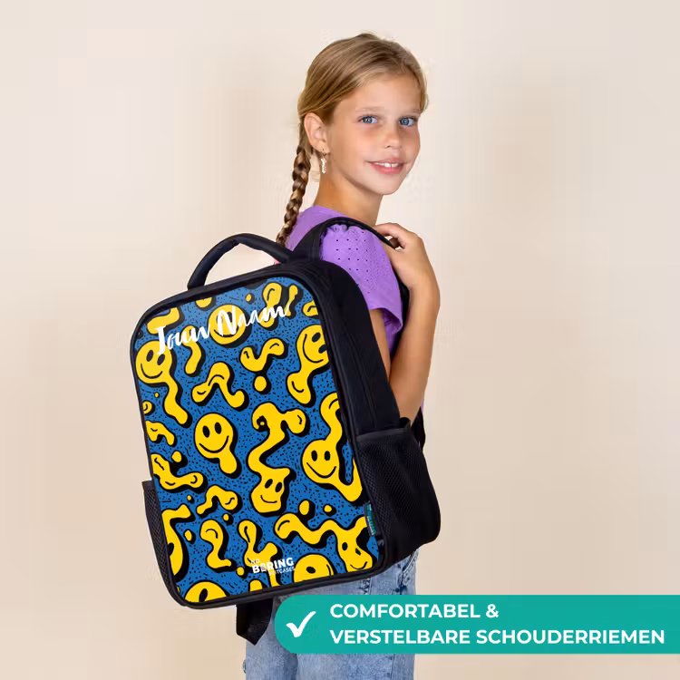 Smiley - Geel - Blauw Rugzak - Zwart middel -sfeer6_NL
