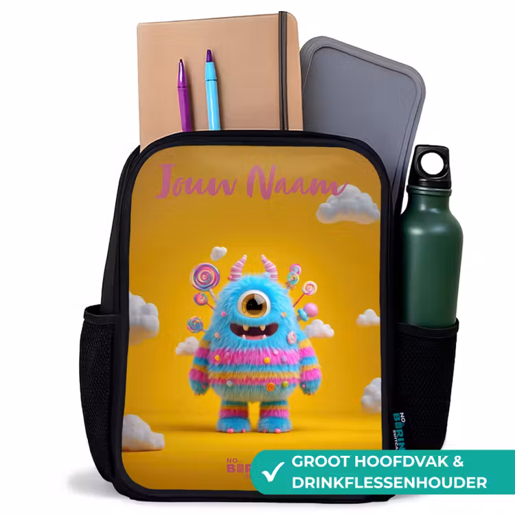 Snoep - Monster - Regenboog Rugzak - Zwart middel -inhoud_NL