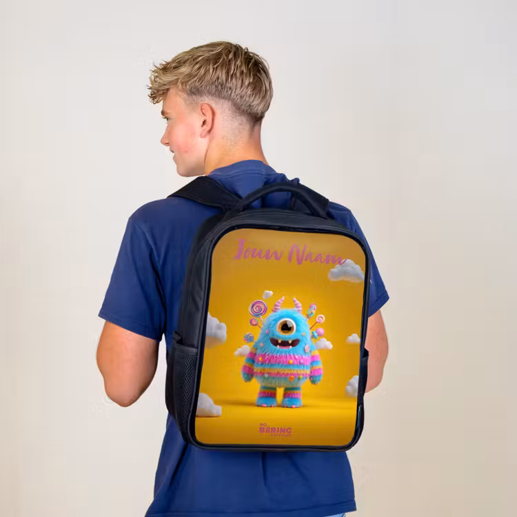 Snoep - Monster - Regenboog Rugzak - Zwart middel -sfeer8