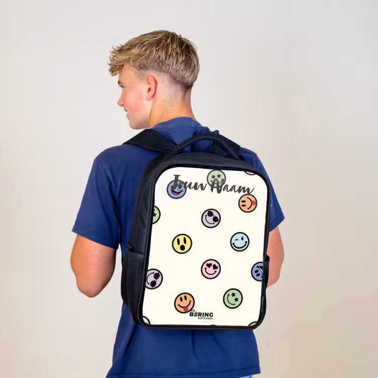 Speelse smiley-mix Rugzak - Zwart middel -sfeer8