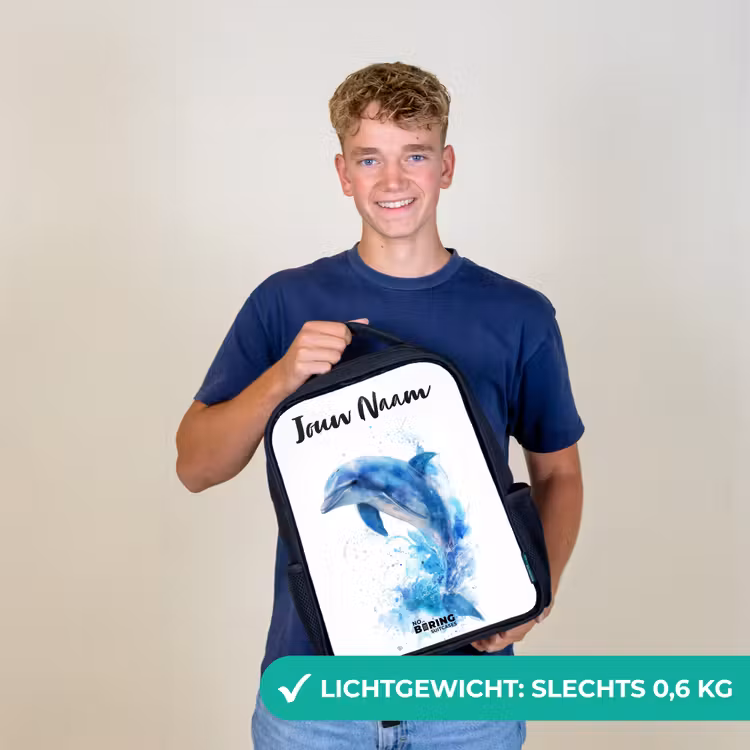 Springende blauwe dolfijn Rugzak - Zwart middel -sfeer7_NL