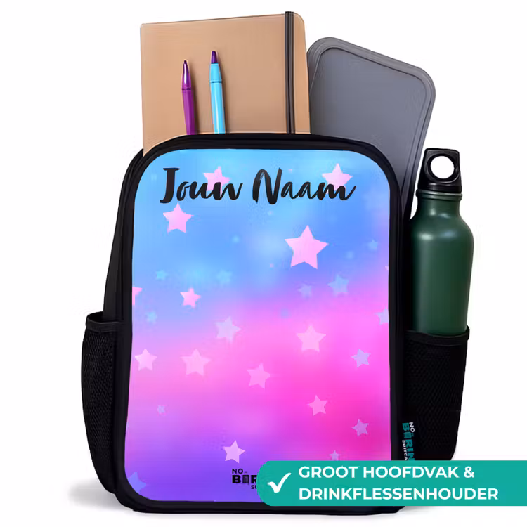 Sterren - Roze - Blauw Rugzak - Zwart middel -inhoud_NL