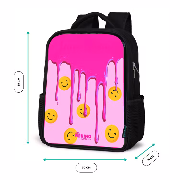 Verf - Smiley - Roze Rugzak - Zwart middel -productfoto_formaten