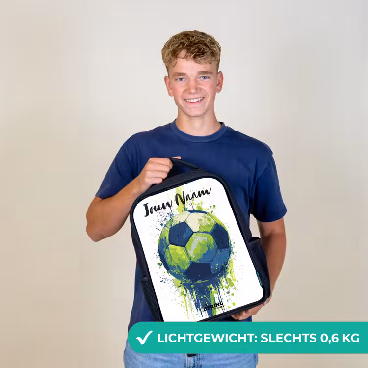 Voetbalvibes - Verf - Groen - Blauw Rugzak - Zwart middel -sfeer7_NL