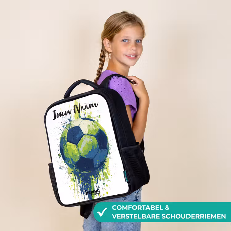 Voetbalvibes - Verf - Groen - Blauw Rugzak - Zwart middel -sfeer6_NL