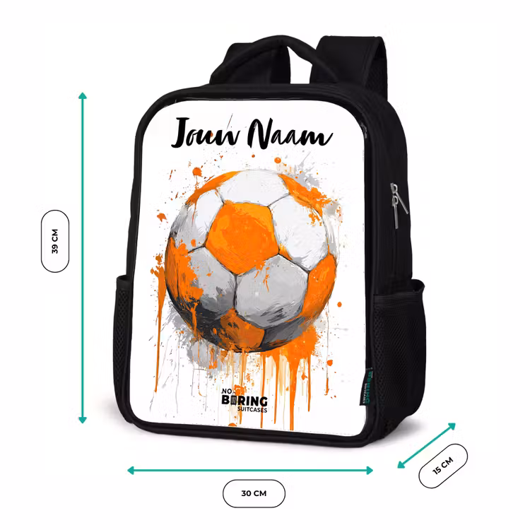 Voetbalvibes - Verf - Oranje Rugzak - Zwart middel -productfoto_formaten