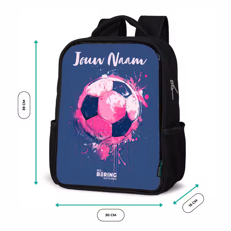 Voetbalvibes - Verf - Roze - Blauw Rugzak - Zwart middel -productfoto_formaten