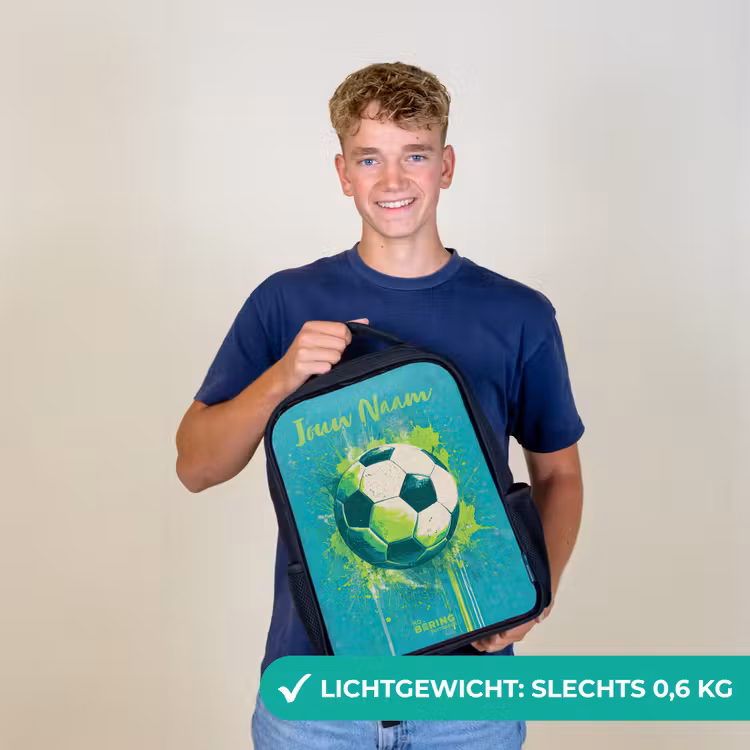 Voetbalvibes - Verfspatten - Groen - Blauw Rugzak - Zwart middel -sfeer7_NL