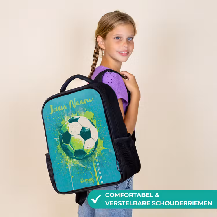 Voetbalvibes - Verfspatten - Groen - Blauw Rugzak - Zwart middel -sfeer6_NL