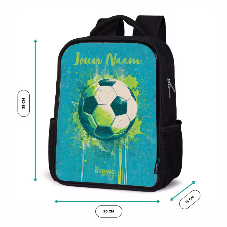 Voetbalvibes - Verfspatten - Groen - Blauw Rugzak - Zwart middel -productfoto_formaten