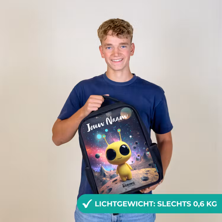 Vrolijk buitenaards wezentje Rugzak - Zwart middel -sfeer7_NL