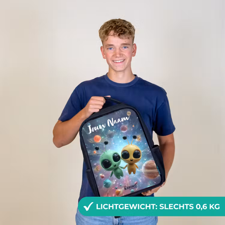 Vrolijke buitenaardse vrienden Rugzak - Zwart middel -sfeer7_NL