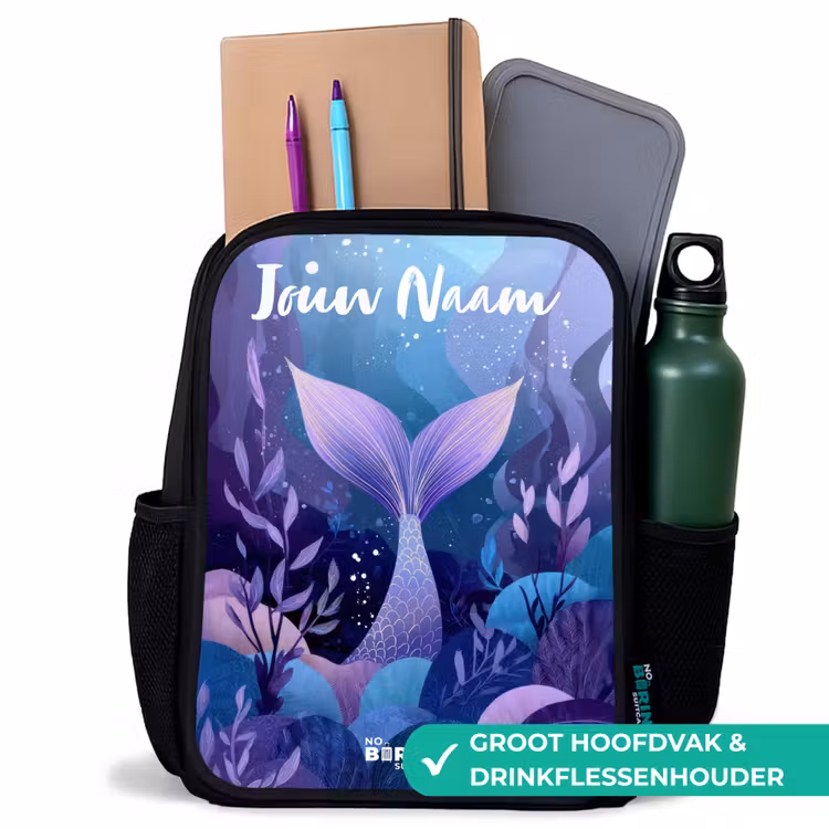 Zeemeermin - Onderwater - Paars - Blauw Rugzak - Zwart middel -inhoud_NL