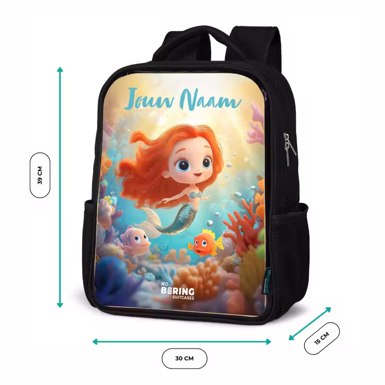 Zeemeermin - Vissen - Koraal Rugzak - Zwart middel -productfoto_formaten