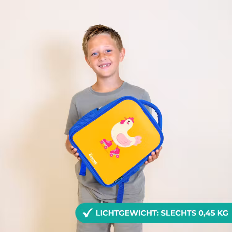 Kip - Rolschaatsen - Geel Kinderrugzak - Blauw middel -sfeer1_NL