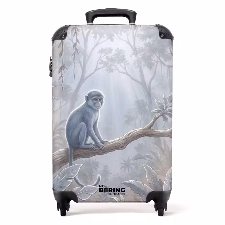 Koffer - Aap - Boom - Jungle - Natuur - Grijs - Aap - Boom - Jungle - Natuur - Grijs NBS - Handbagage koffer - Volwassenen Unisex middel