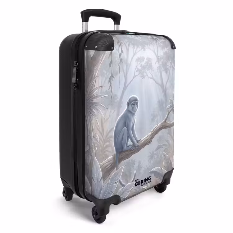 Koffer - Aap - Boom - Jungle - Natuur - Grijs - Aap - Boom - Jungle - Natuur - Grijs NBS - Handbagage koffer - Volwassenen Unisex middel