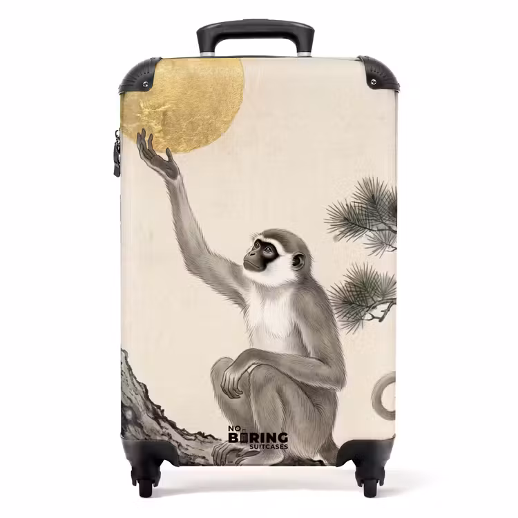 Koffer - Aap - Maan - Goud - Aap - Maan - Goud NBS - Handbagage koffer - Volwassenen Unisex middel