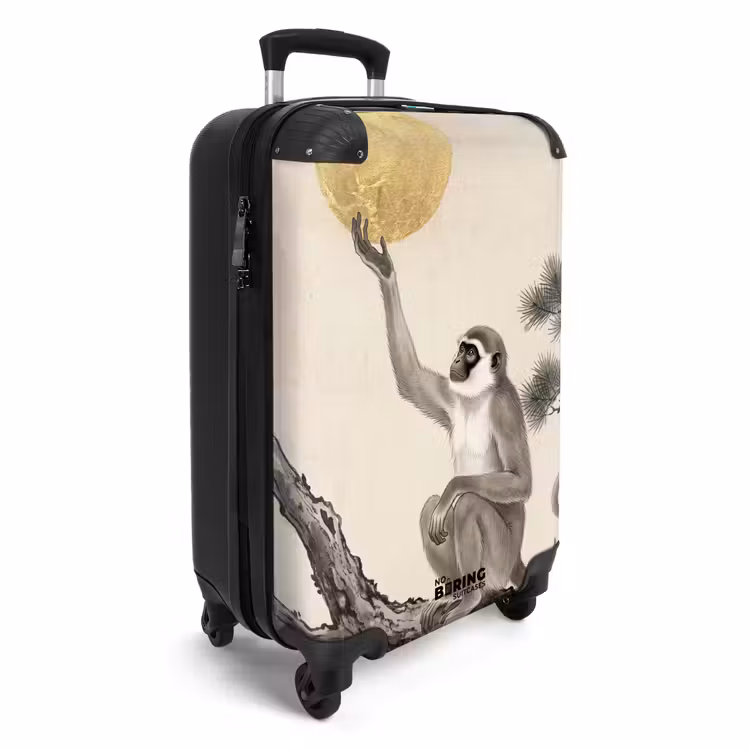 Koffer - Aap - Maan - Goud - Aap - Maan - Goud NBS - Handbagage koffer - Volwassenen Unisex middel