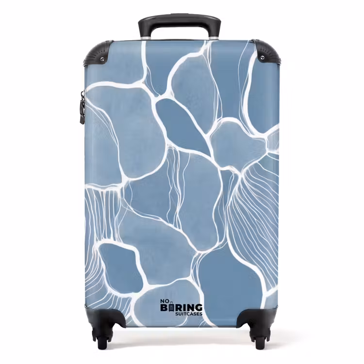 Abstract - Blauw - Bladeren NBS - Handbagage koffer - Volwassenen Unisex middel -productfoto_recht