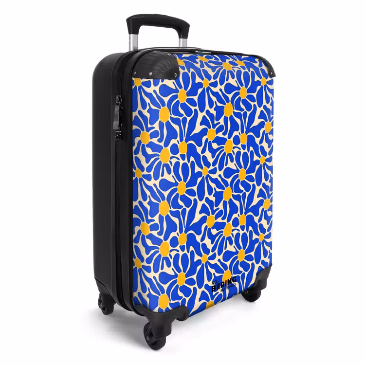 Abstract - Bloem - Blauw NBS - Handbagage koffer - Volwassenen Unisex middel -productfoto_3d