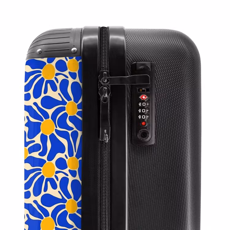 Abstract - Bloem - Blauw NBS - Handbagage koffer - Volwassenen Unisex middel -slot