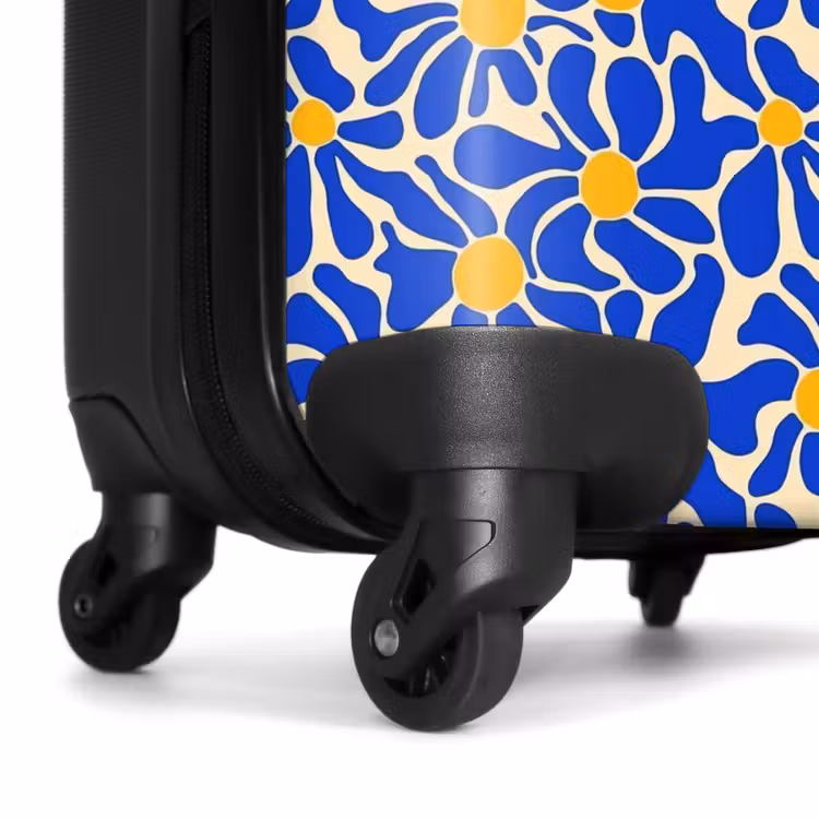 Abstract - Bloem - Blauw NBS - Handbagage koffer - Volwassenen Unisex middel -wiel